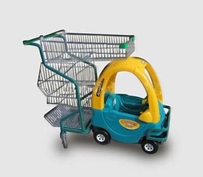 Children Metal Kids Shopping Carts Supermarket  Plastic Push Trolley With Toy Car