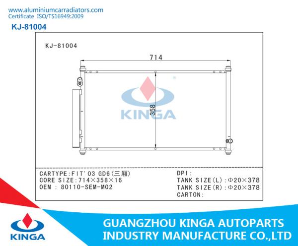 High Performence Auto Condensor Of FIT'03 GD6 OEM 80110-SEM-M02
