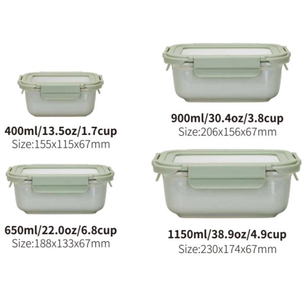 Récipient de conservation alimentaire en céramique empilable avec couvercle en verre