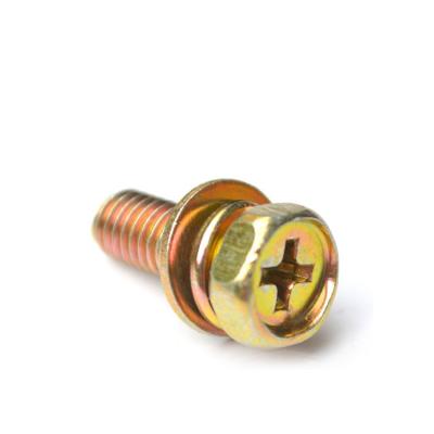 Hexagon Head Colorful Zinc Plated Carbon Steel Gr. 4.8 Bolt for Construction with Indentation and Spring Washer