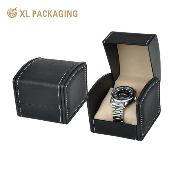 Customized Logo Matte Black Men Woman Watch Set Packaging Box , Kraft Paper Gift Packaging With Pillow