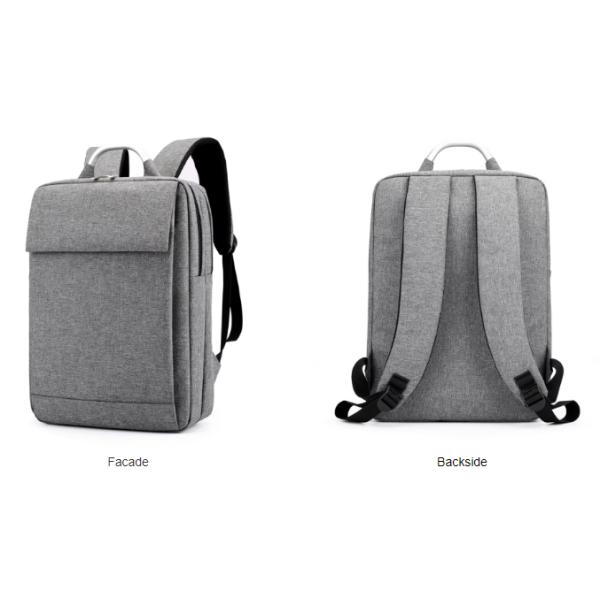 Mochila para computadora gris antirrobo con logotipo personalizable, perfecta como maletín para portátil de negocios para colegas y viajeros frecuentes