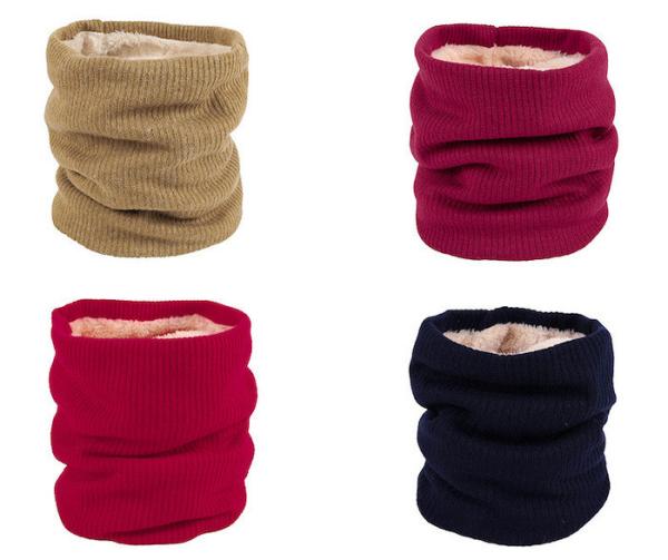 Double Layer Eco Friendly Yellow RPET Knitted Collar Warmer Lining With Velvet
