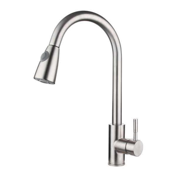 Mixer Stainless Steel Kitchen Faucet Brushed Retractable