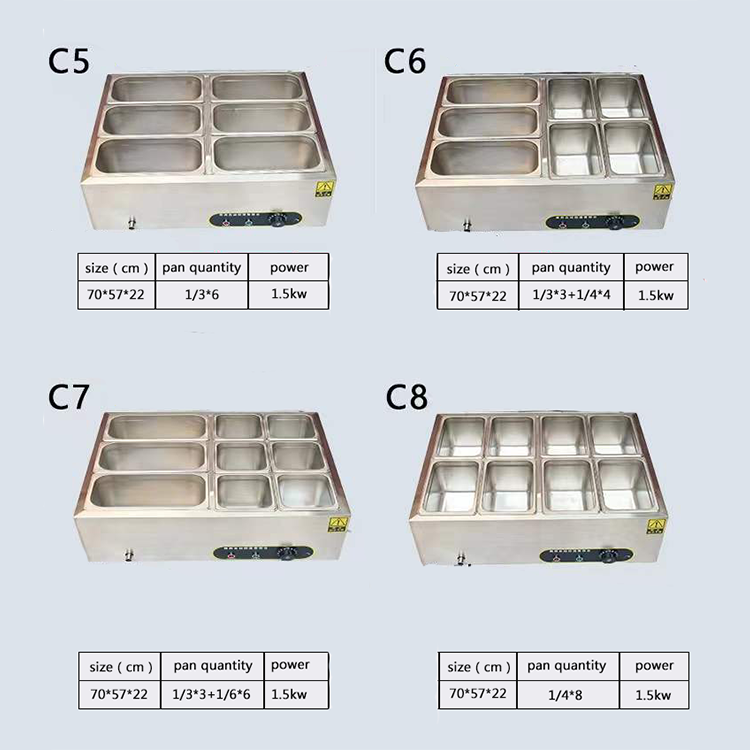 Rectangular Bain Marie Electric Food Warmer 150L 3 Pan Bain Marie