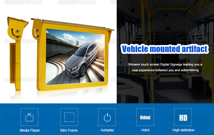 19 экран рекламы автобуса андроида WIFI 4G GPS LCD Signage цифров автобуса держателя крыши дюйма