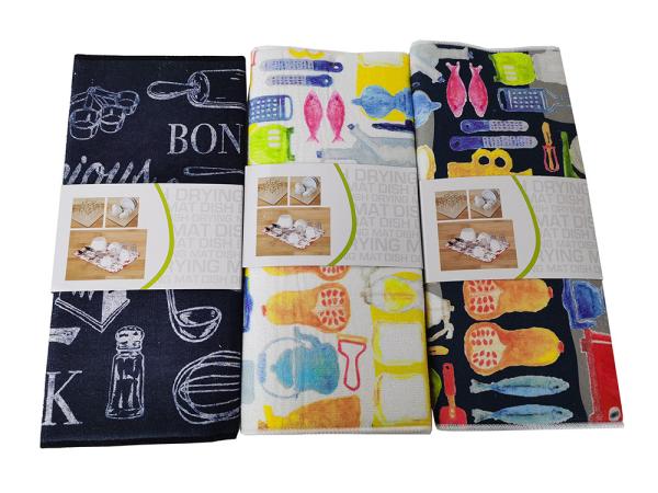 Microfiber Dish Drying Printed Mat For Kitchen Absorbent Pads