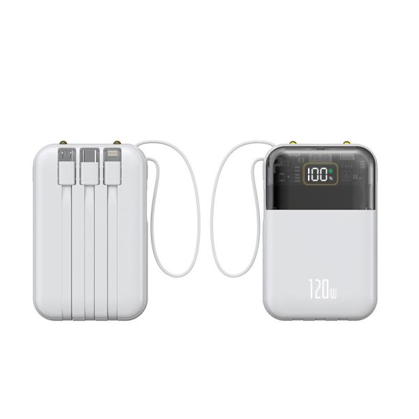 10000mah Portable Power Bank with Over-discharging Protection and Built-in Cables
