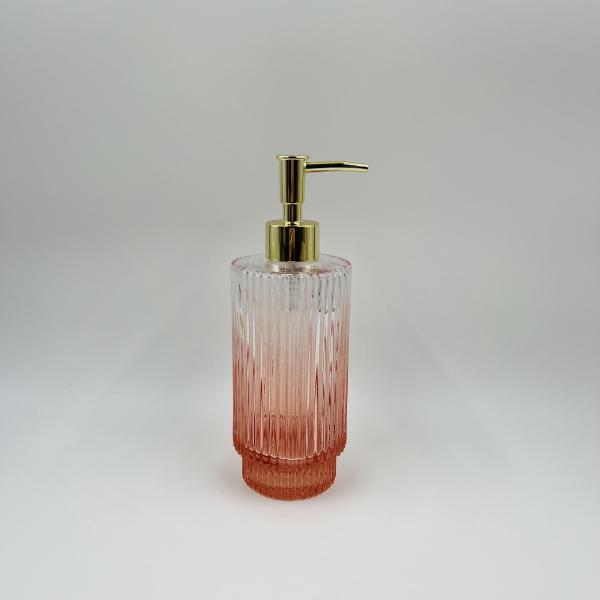 Accessoires de salle de bain modernes en verre orange ombre avec forme ronde et bande verticale côtelée ensemble de savon de salle de bain pinceaux de toilette savon-vaisselle pour salle de bain