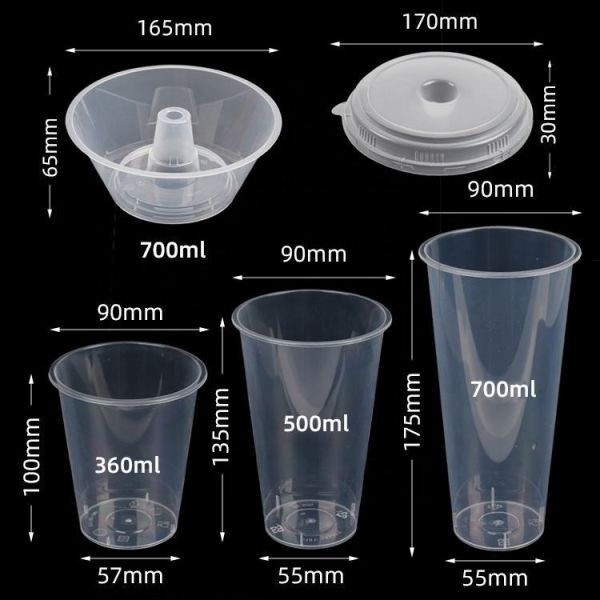 Food Grade All-in-One Disposable Plastic Cups With Bowl for Snack Beverage