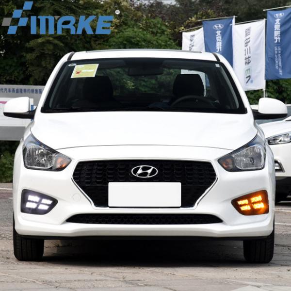 DRL LED Daytime Running Light For Hyundai Verna Yellow Turn Signals 2017-2019