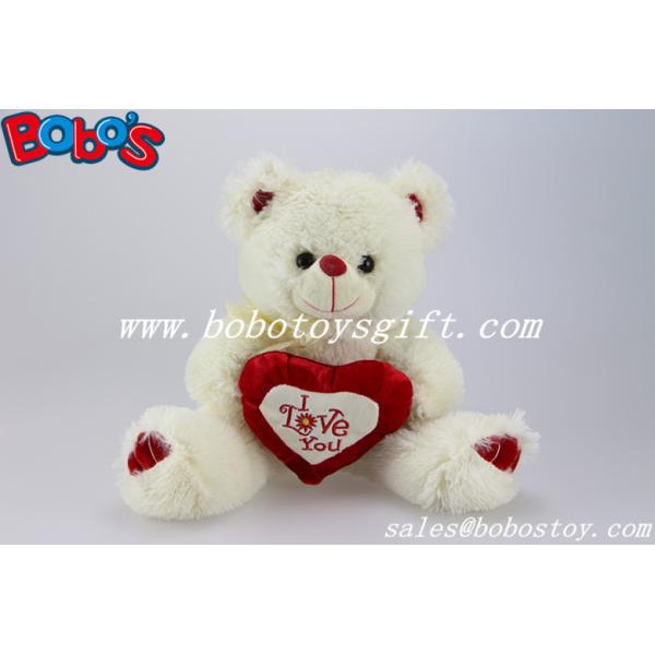 I Love You Beige Valentine Teddy Bear With Red Heart Pillow