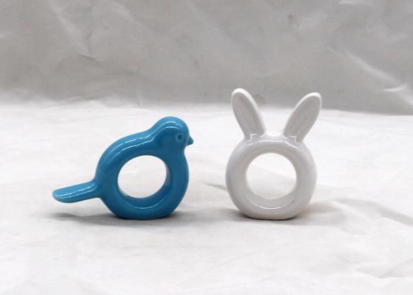 Color Customized Ceramic Napkin Holder Animal Design Ceramic Napkin Ring Set