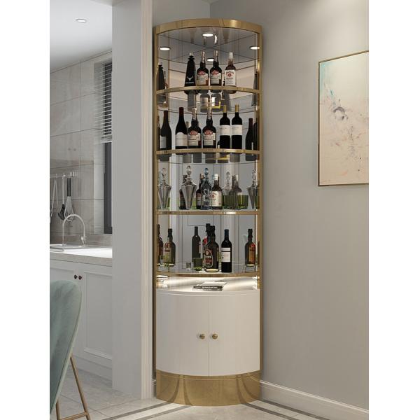Stainless Steel Metal Frame Modern Wine Display Cabinet For Living Room