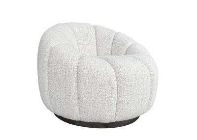 Beige Pumpkin Swivel Chair Boucle Upholstered Arm Chair Mechanism Base