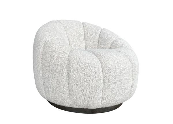 Beige Pumpkin Swivel Chair Boucle Upholstered Arm Chair Mechanism Base
