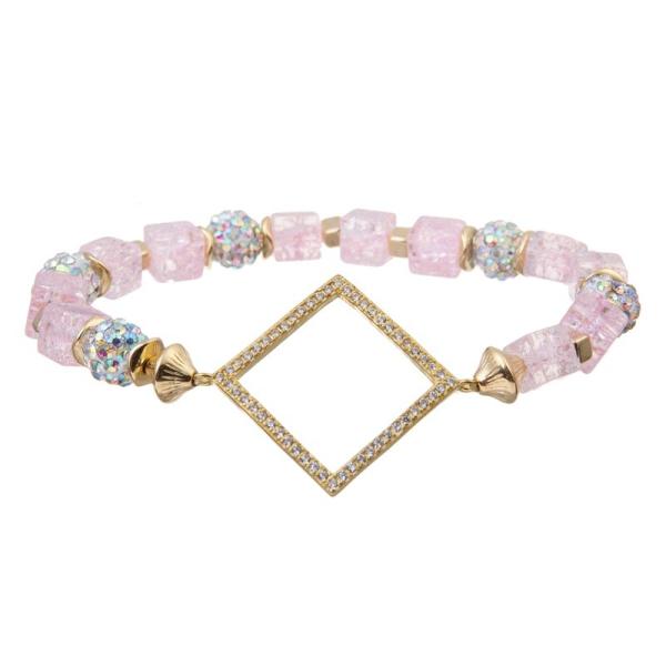 Boho Style Shiny Pink Multi Layer Stackable Bracelet Set 6.5 For Women