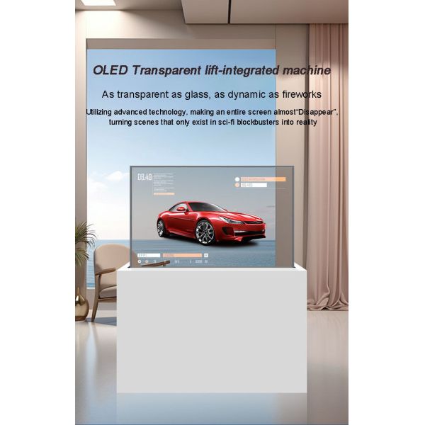 55 inch Floor Standing See Through Transparent OLED Lifting All-in-one TV Interactive Touchscreen Display