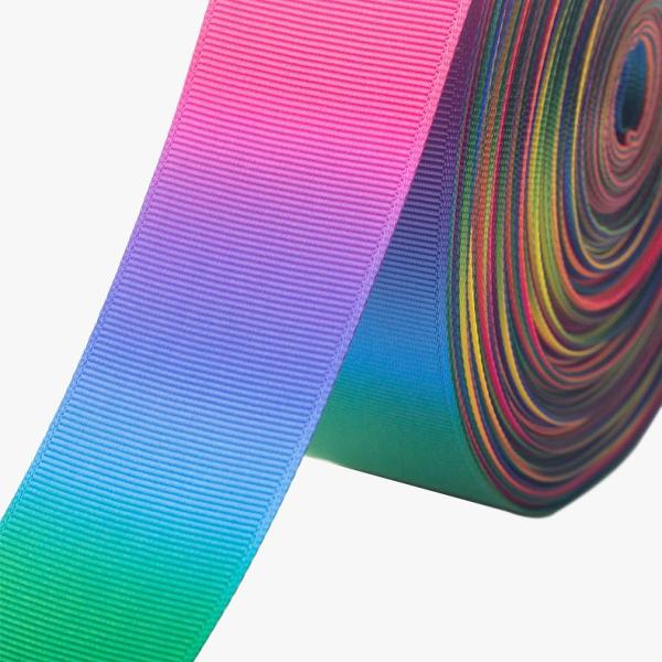 Custom Rainbow Gradient Double Face Satin Ribbon for Personalized Branding