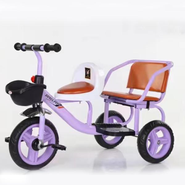 Bicicleta infantil al aire libre 2023 Triciclo doble con manillares de carga rápida y cesta grande