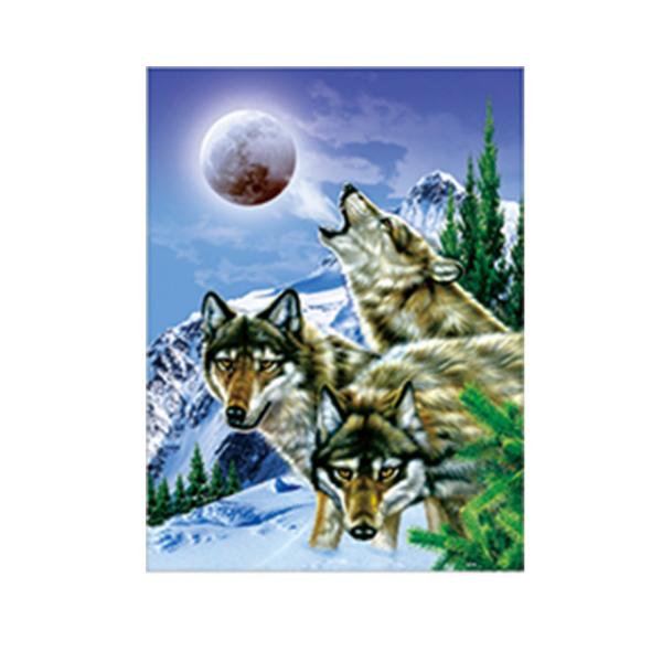 Animal 3D Lenticular Pictures For Office Decoration / 3D Wolf Picture