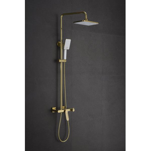 Wall Mounted Square Shower Faucet Set with Single Handle and Round Shower Head Shape