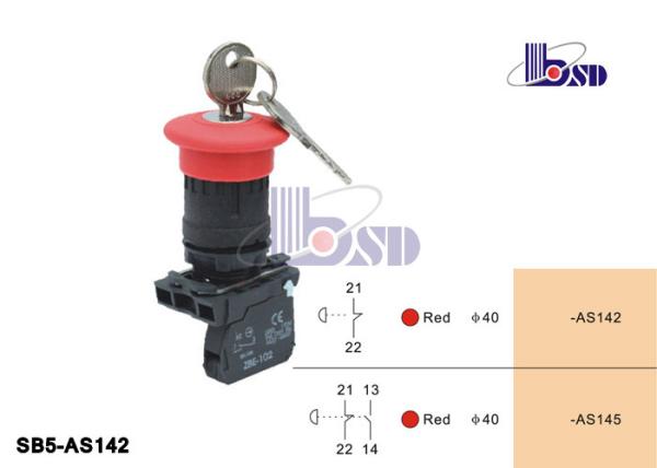 Waterproof IP65 Red Key Selector Switch LEC60947-5-1 Standard SB5-AS142