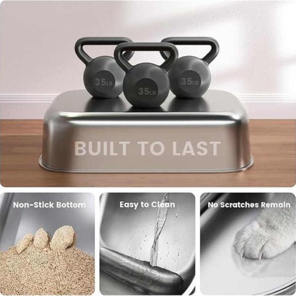 Boîte à litière en acier inoxydable pour chat à l'odeur étanche, poubelle à litière, bac à sable Produits propres 60*39*40 cm Acceptable OEM/ODM Pour les chats