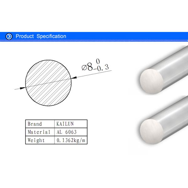 8mm Round 6000 Series Anodised Aluminum Extrusion Profiles for Industry Usage