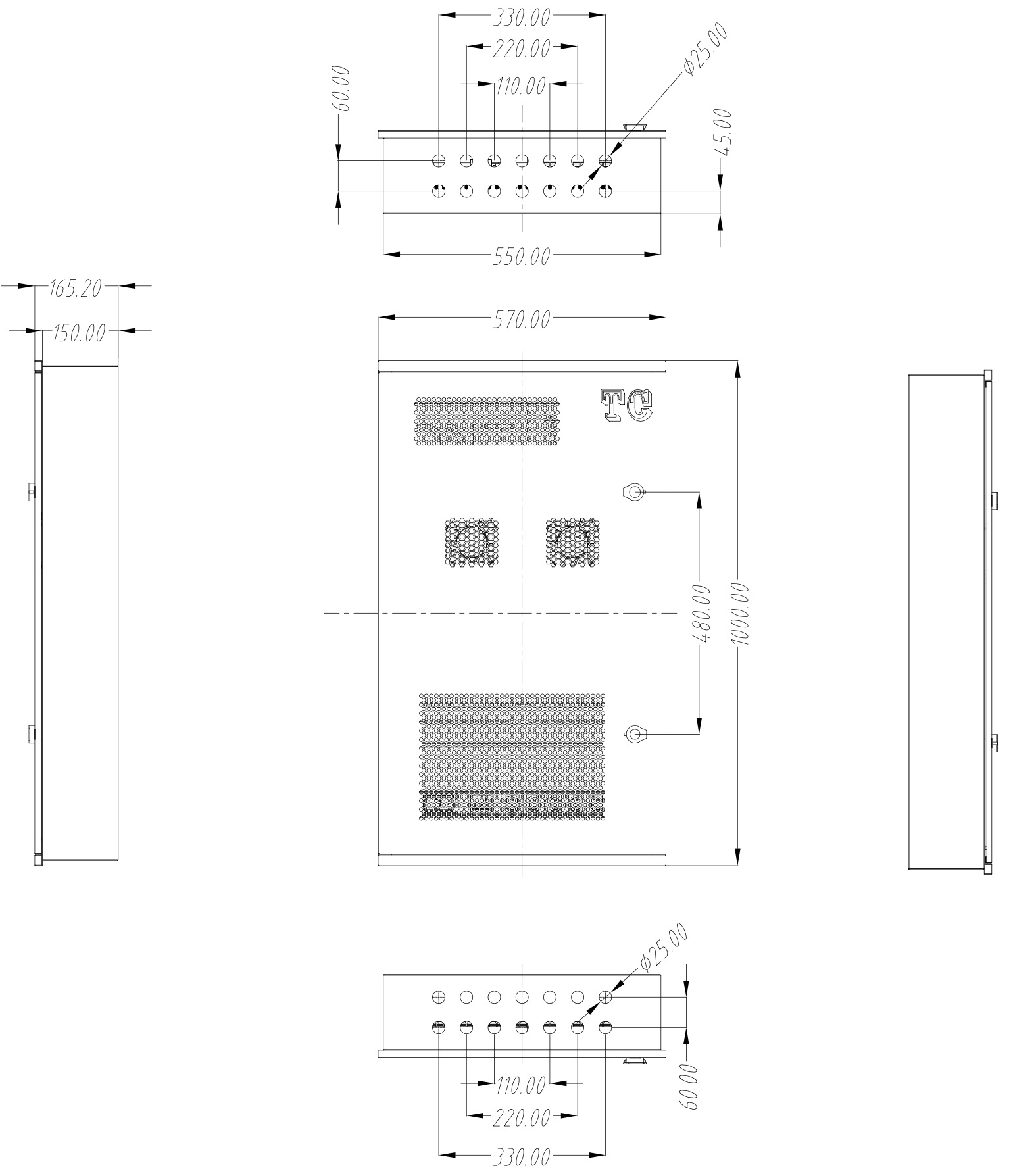 LVJB Enclosure 570mm*1000mm*165mm Built-in Design SPCC Network Rack Cabinet