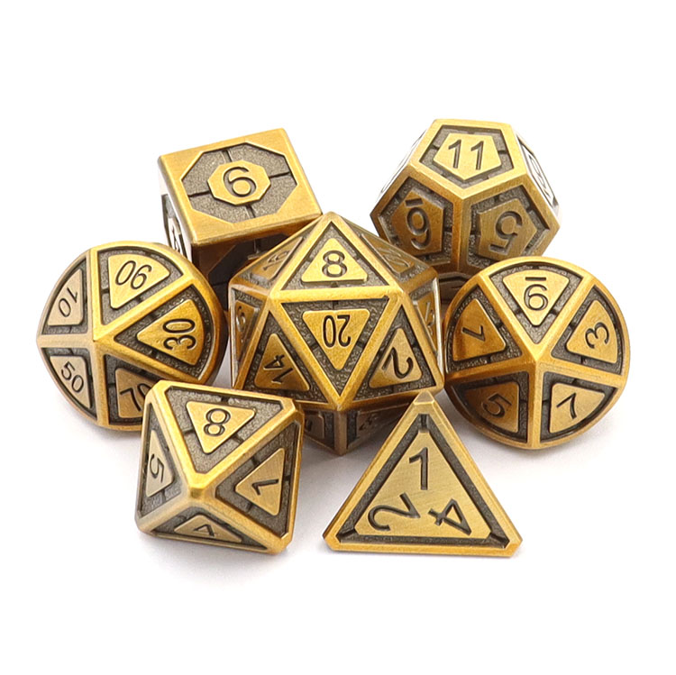 Customizable Logo Zinc Alloy Metal Dice Set 14-20mm Size 7-Piece Polyhedral Dice for RPG Games