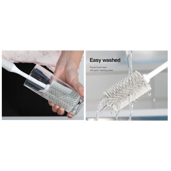 Пластиковое домоустройство бутылки чистит чашку щеткой ТПР для серого цвета стеклянной чистки белого