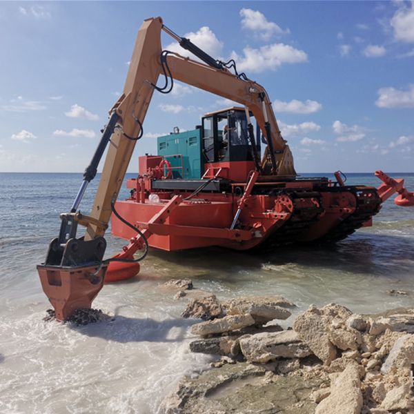 500m Output Distance 4m Dredging Depth Amphibious Excavator with 1m³ Bucket Capacity
