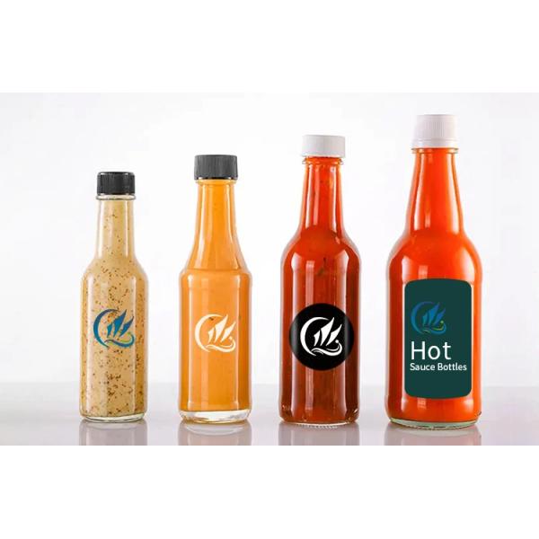 Botellas redondas de salsa caliente de 150 ml Botella de especias de vidrio