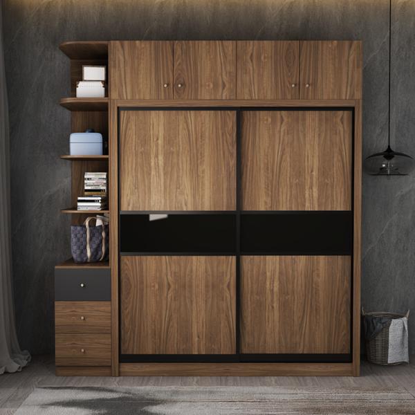 Laminate MDF Melamine Wood Furniture Bedroom Wall Closet Wardrobe With Sliding Doors