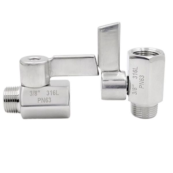 SS304 SS316 Stainless Steel Mini Ball Valve Female to Male Threaded Female Thread 90° Handle Water Gas Shut-off Valve