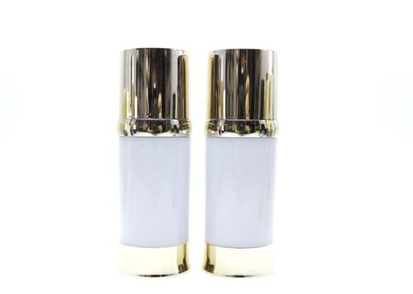 1oz 30ml White Airless Cosmetic Bottles , Plastic Pump Top Airless Travel Bottles