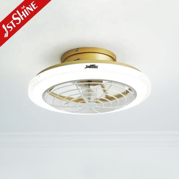 1stshine Ventilador de teto de ouro de baixo perfil de 20 polegadas com luz LED e interruptor de controle de parede