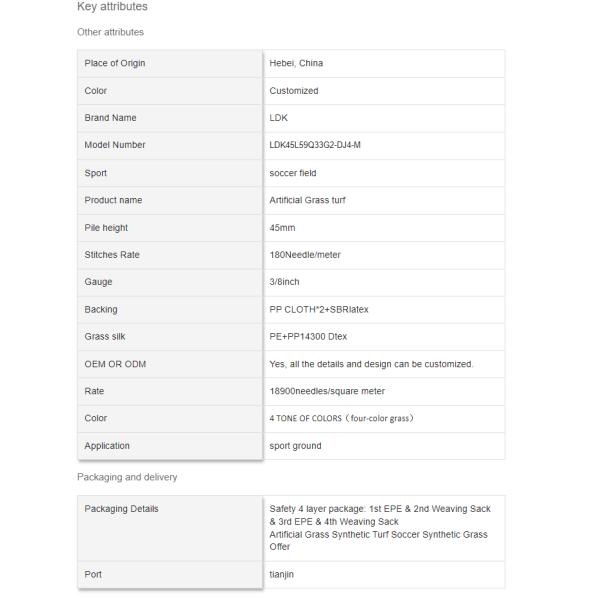 LDK Outdoor Indoor Artificial Turf Grass For Soccer Fields And Tennis Sport