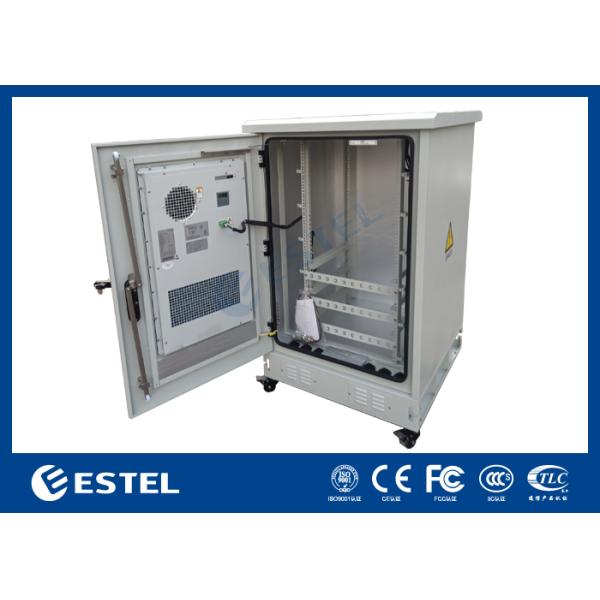 ET8080130A-22U Outdoor Telecom Cabinet With Air Conditioner Cooling And Four Wheels