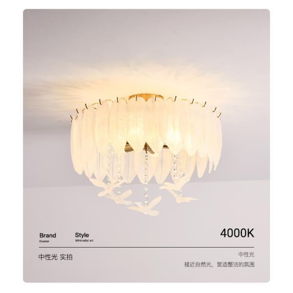 Creative Glass Feather Chandelier Modern Living Bedroom Kitchen Island Hanging(WH-CY-252)
