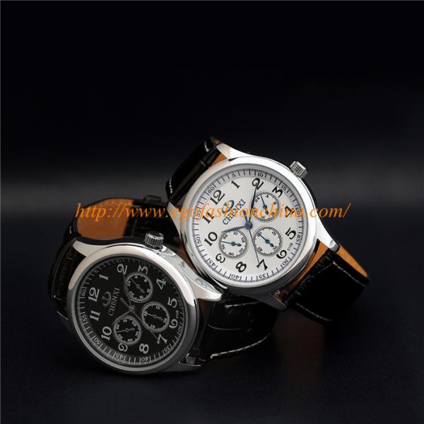 010B Fashion Jewelry Wholesale Stainless Steel Watches Leather Band Quartz Analog Watches