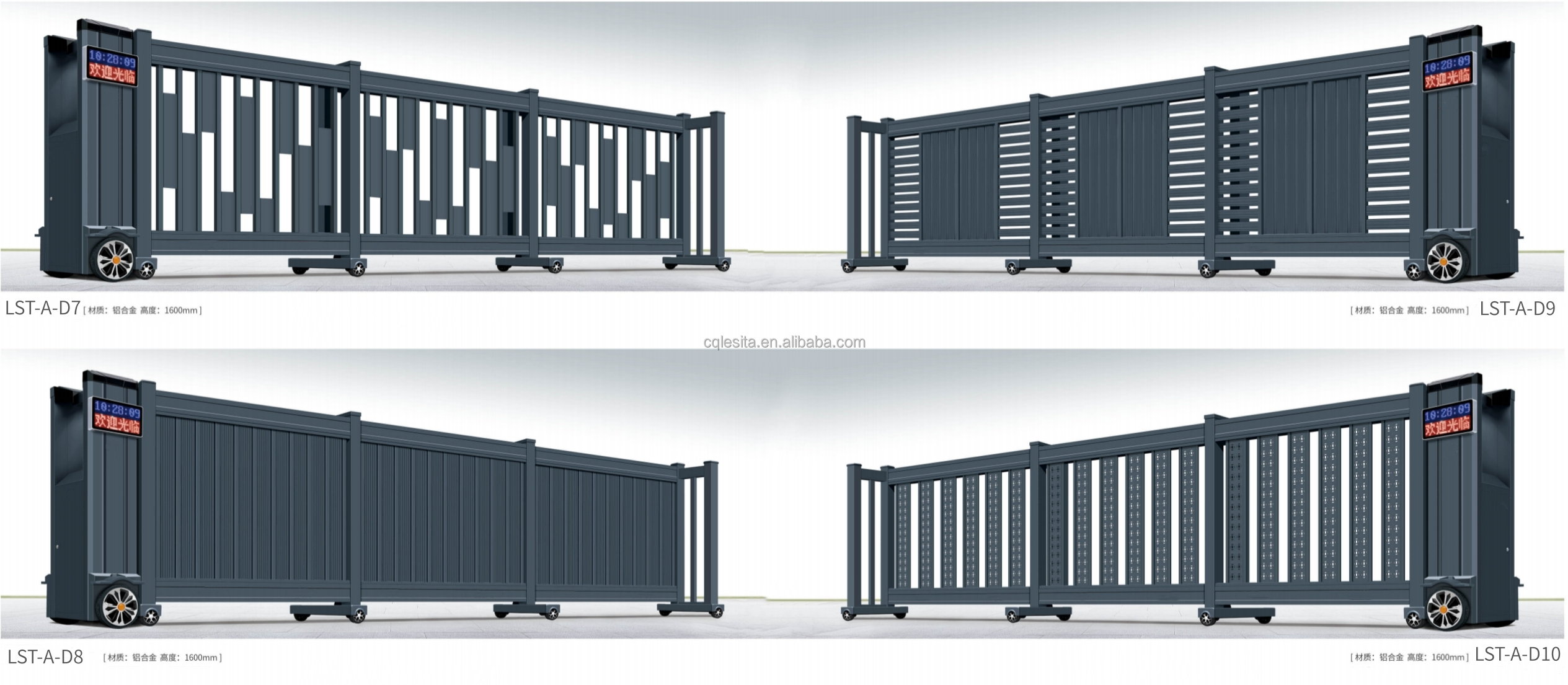 Automatic Opening Aluminum Trackless Sliding Door Segment Expandable Gate Electric Retractable Portail for Outdoor Courtyard