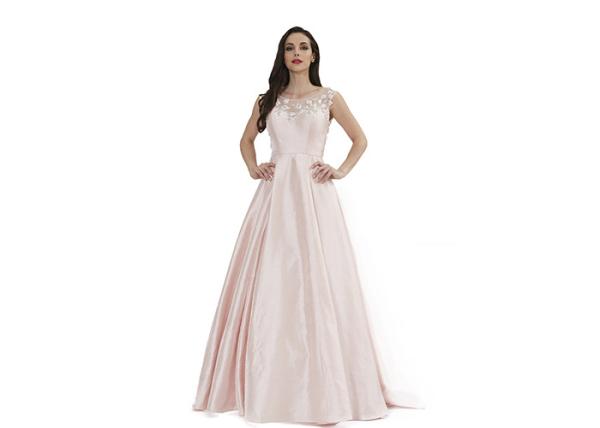 Simple Elegant Satin Fabric Sleeveless Ball Gown Baby Pink European Style