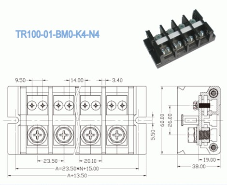 PCB переключает сильнотоковый тангаж 23.50mm 101A терминального блока проводки
