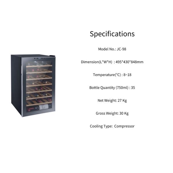 98L Hotel Freestanding Wine Refrigerator , Odorless Wine And Beverage Cooler