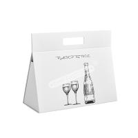Elegante boîte à vin pliable cadeau boîte en carton à vin avec poignée de rangement facile