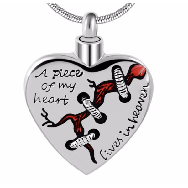 A Piece of My Heart Lives in Heaven Unique Designs Locket Heart Cremation Urn Necklace