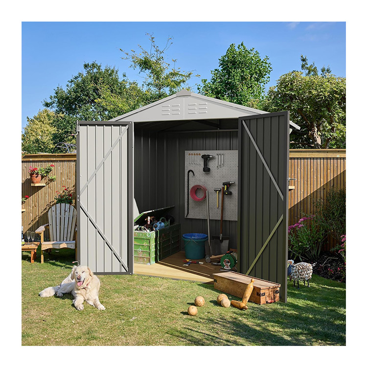 Powder Coated AJUNION Metal Garden Shed Double Lockable Door 50D x 78.3W x 74.2H