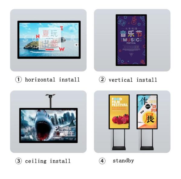 Ultrathin Outdoor Advertising LCD Display Wall Mount 8G 65inch 128G